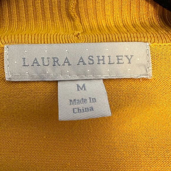 Laura Ashley Womens Gold Open Front 3/4 Sleeve Sweater Cardigan Size M - Picture 6 of 8